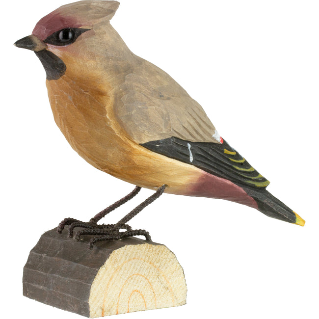 Silkehale DecoBird - Håndskåret Træfigur Af Wildlife Garden🪶