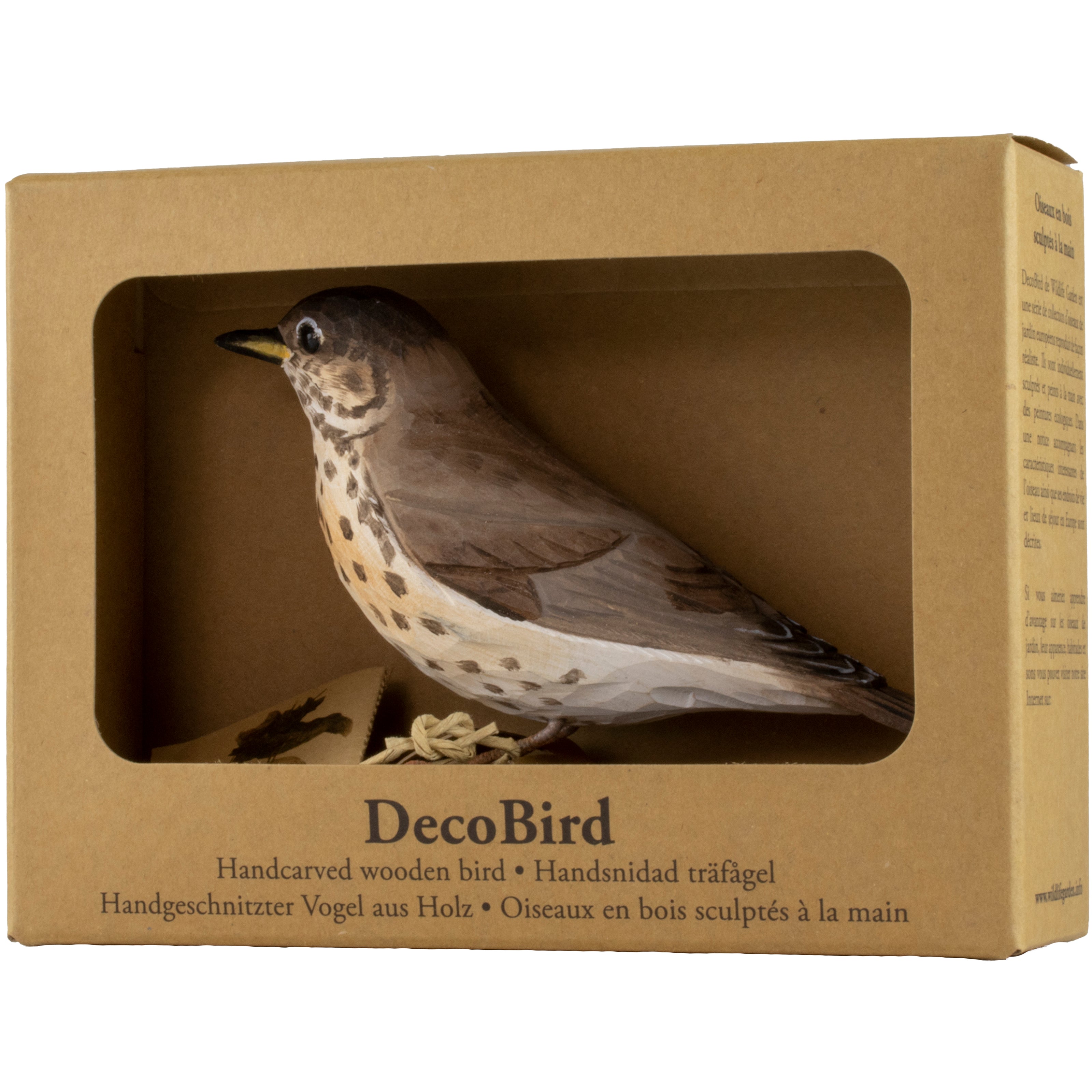 Sangdrossel DecoBird - Håndskåret Træfigur Af Wildlife Garden🪶