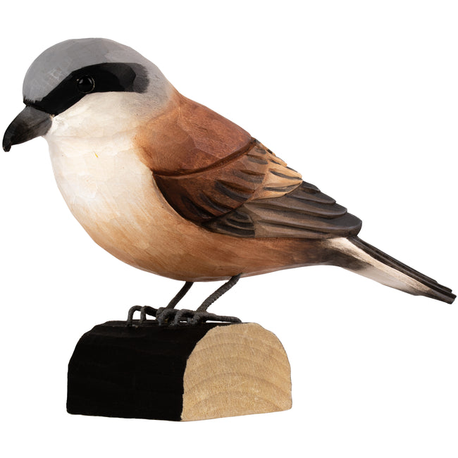 Rødrygget Tornskade DecoBird - Håndskåret Træfigur Af Wildlife Garden🪶