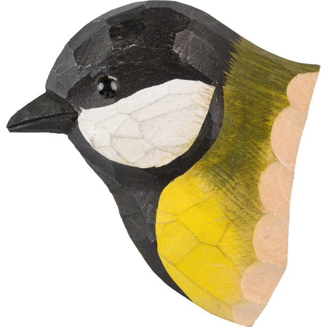 Musvit Magnet - Håndskåret Wildlife Garden Magnet