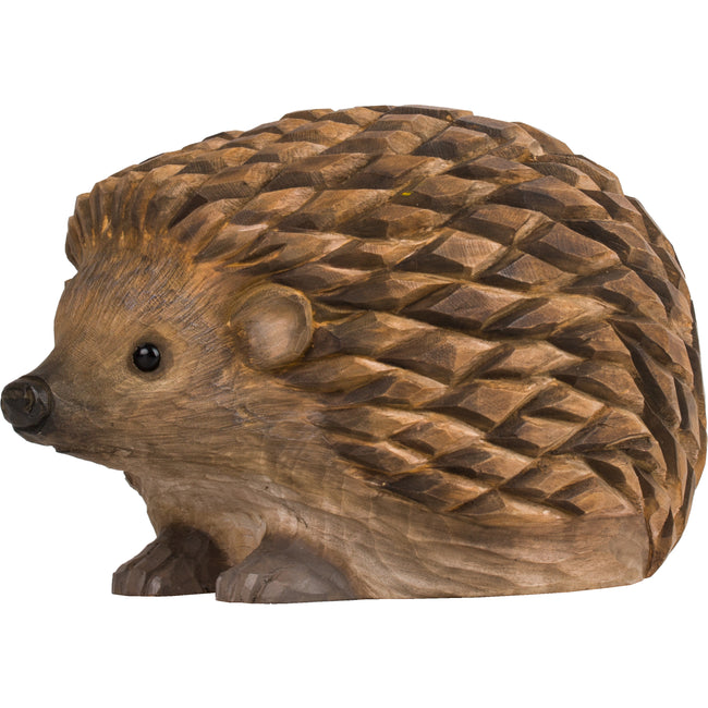 Pindsvin - Håndskåret Træfigur Af Wildlife Garden