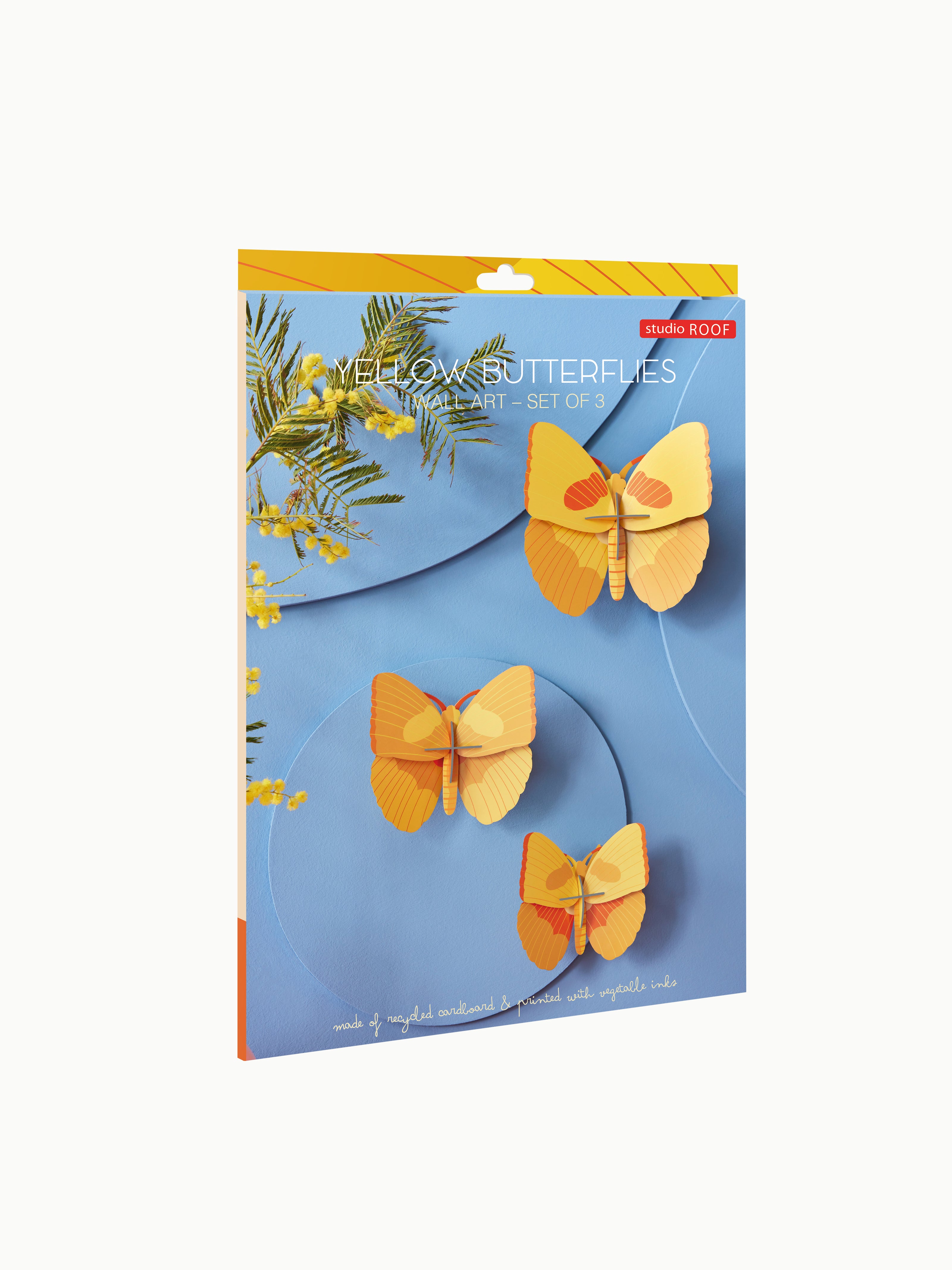 Yellow Butterflies - Sæt med 3 stk. - Studio ROOF