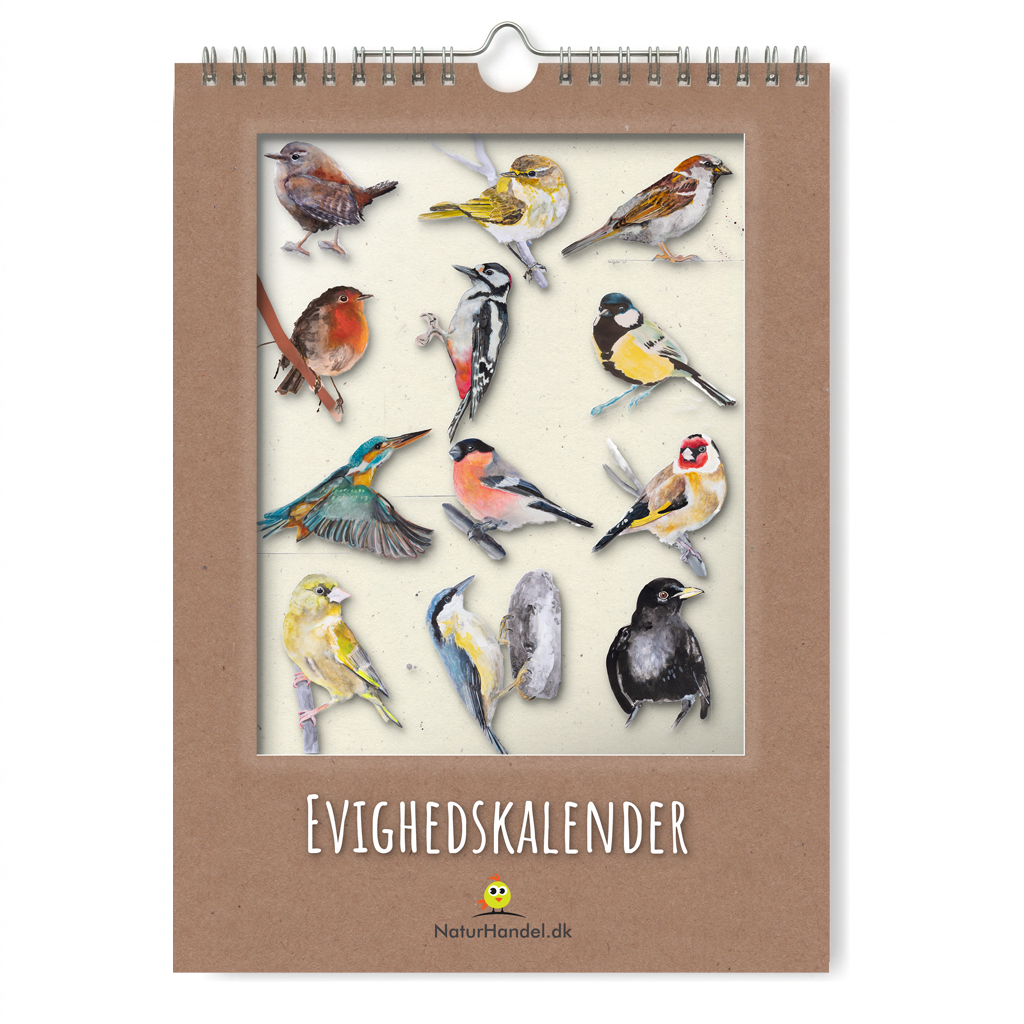 Evighedskalender med fugle i A4 - NaturHandel.dk