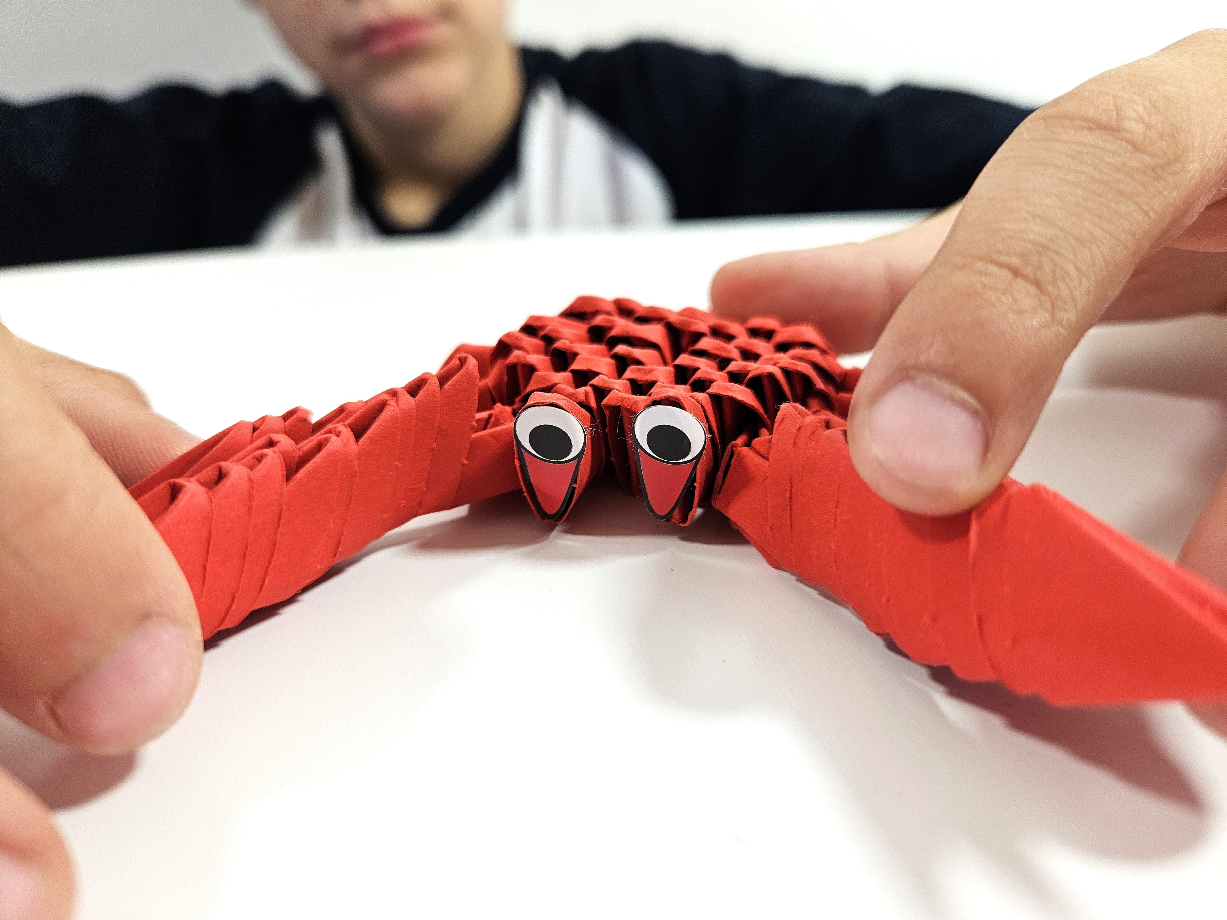 3D krabber - Origami (Byg-selv papirskulptur)