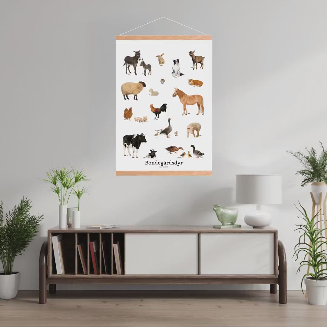 Indlæs video: Bondegårdsdyr – plakat, 50 × 70 cm