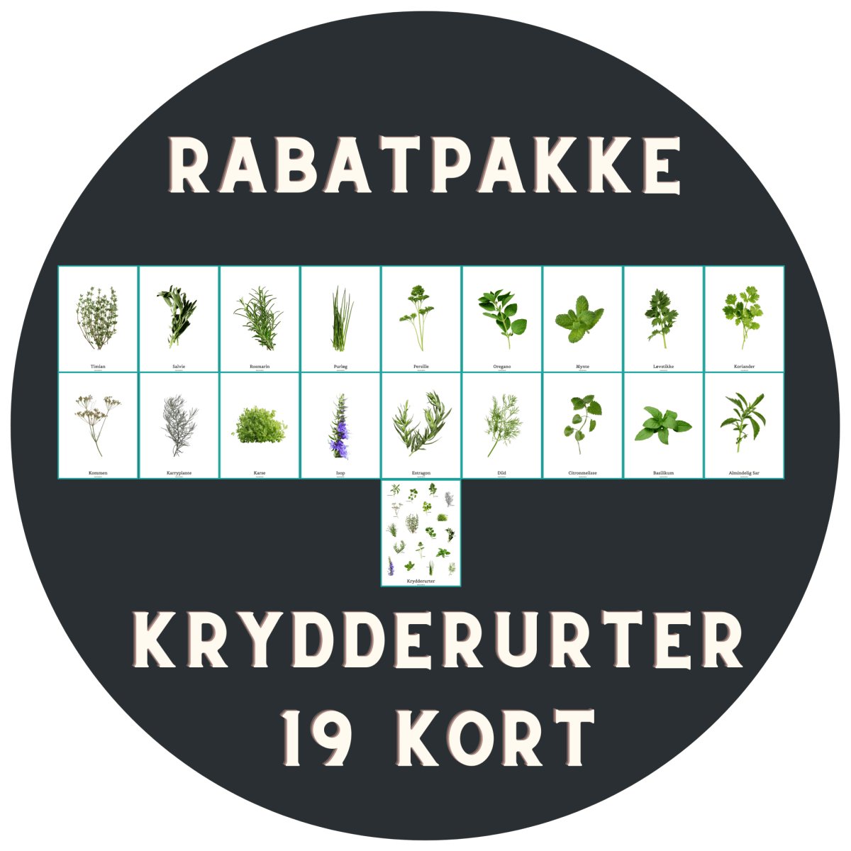 Krydderurter - 19 Kort m. kuvert - RABATPAKKE - Af NaturHandel.dk - NaturHandel.dk